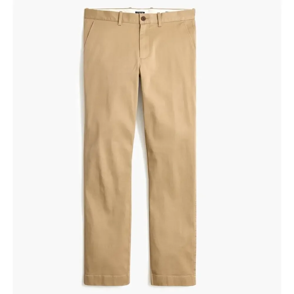 J.Crew Straight-Fit Flex Chino Pants Mens 34x34 Khaki Flat Front Zip Fly Stretch
